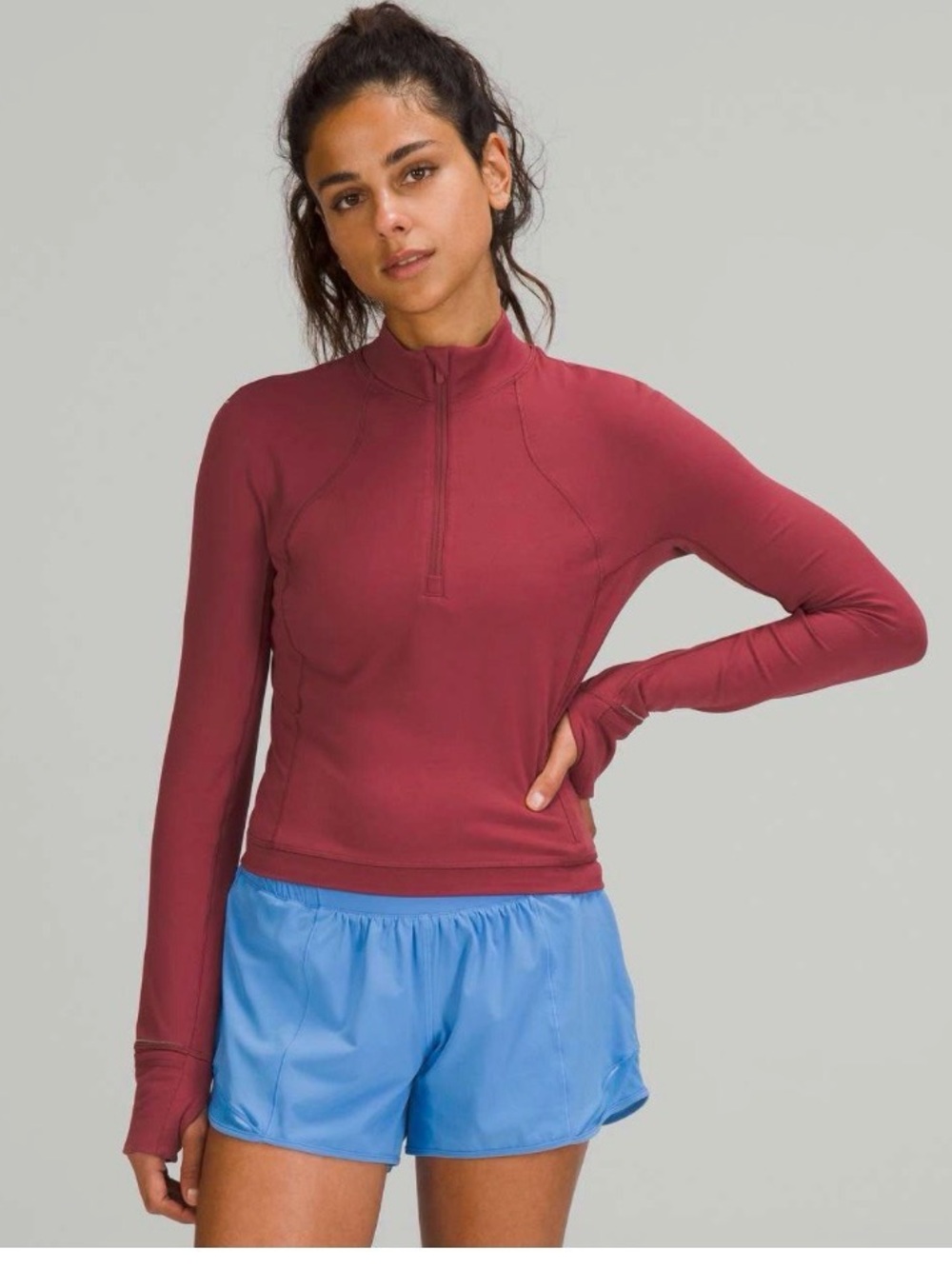 Lululemon Women’s Long Sleeve Quarter-Zip top.